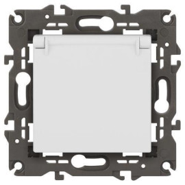 Розетка Elegance 14-2103-01М 16А 250В 2P+E Schuko защ. шторки с крышкой матов. бел. Эра Б0065808