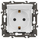 Розетка Elegance 14-2103-01М 16А 250В 2P+E Schuko защ. шторки с крышкой матов. бел. Эра Б0065808