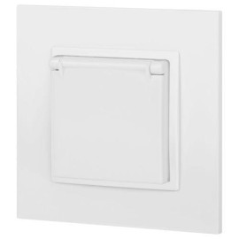 Розетка Elegance 14-2103-01М 16А 250В 2P+E Schuko защ. шторки с крышкой матов. бел. Эра Б0065808