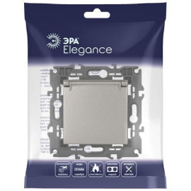 Розетка Elegance 14-2103-16 16А 250В 2P+E Schuko защ. шторки с крышкой титан Эра Б0065811