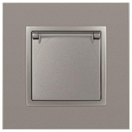 Розетка Elegance 14-2103-16 16А 250В 2P+E Schuko защ. шторки с крышкой титан Эра Б0065811