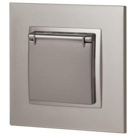 Розетка Elegance 14-2103-16 16А 250В 2P+E Schuko защ. шторки с крышкой титан Эра Б0065811