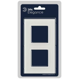 Рамка 2-м Elegance 14-5102-01М для розеток и выключателей стекло матов. бел. Эра Б0065834