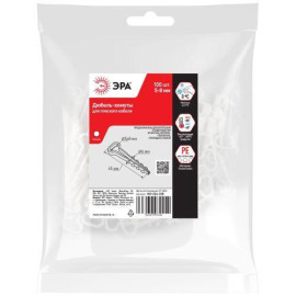 Дюбель-хомут 5-8мм для плоского кабеля NO-224-228 бел. (уп.100шт) Эра Б0066282