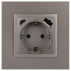 Розетка Elegance 14-4108-16 16A 250В 2P+E защ. шторки с USB type-A+C 3А 5В титан Эра Б0067695
