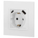 Розетка Elegance 14-4108-01 16A 250В 2P+E защ. шторки с USB type-A+C 3А 5В белый Эра Б0067736
