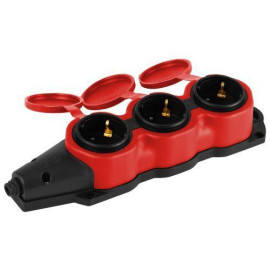 Колодка 3-м с заземл. 16A IP44 KX-3e-RED-IP44 каучук. красн. Эра Б0068393