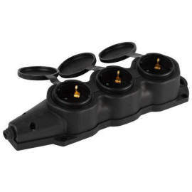 Колодка 3-м с заземл. 16A IP44 KX-3e-B-IP44 каучук. черн. Эра Б0068453