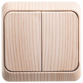 Выключатель 2-кл. ОП Этюд Дача 10А IP20 сосна SE BA10-002D