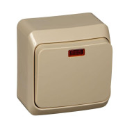 Выключатель 1-кл. ОП Этюд 10А IP20 с подсветкой крем. SE BA10-005K