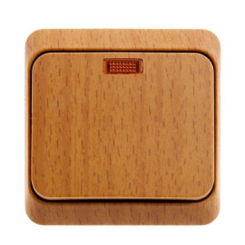 Выключатель 1-кл. ОП Этюд Дача 10А IP20 с подсветкой бук SE BA10-005T