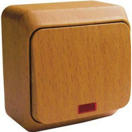 Выключатель 1-кл. ОП Этюд Дача 10А IP20 с подсветкой бук SE BA10-005T