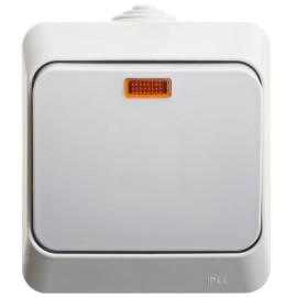 Выключатель 1-кл. ОП Этюд 10А IP44 10AX с подсветкой сер. SE BA10-045C