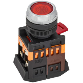 Кнопка ABLFS-22 d22мм 1з+1р 240В неон кр. IEK BBT30-ABLFS-K04