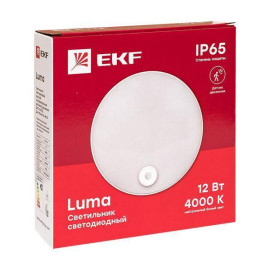 Светильник светодиодный ЖКХ ДПО-2100 12Вт 4000К IP65 круг с инфракрасным датчиком движения LUMA EKF BKL-2100DI-R-12-4000