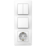 Блок СП Blanca (розетка с заземл. защ. шторки 16А 250В + 1-кл. выкл. + 2-кл. выкл.) бел. SE BLNBS101201