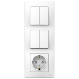 Блок СП Blanca (розетка с заземл. защ. шторки 16А 250В + 2-кл. выкл. + 2-кл. выкл.) бел. SE BLNBS102201