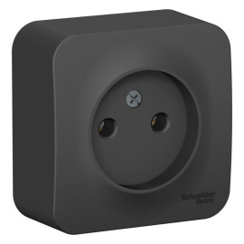 Розетка 1-м ОП Blanca 16А IP20 250В без заземл. без защ. шторок с изолир. пластиной антрацит SE BLNRA000116