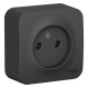 Розетка 1-м ОП Blanca 16А IP20 250В без заземл. без защ. шторок с изолир. пластиной антрацит SE BLNRA000116