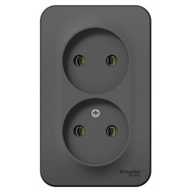 Розетка 2-м ОП Blanca 16А IP20 250В без заземл. без защ. шторок с изолир. пластиной антрацит SE BLNRA000216