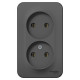 Розетка 2-м ОП Blanca 16А IP20 250В без заземл. без защ. шторок с изолир. пластиной антрацит SE BLNRA000216
