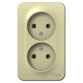 Розетка 2-м ОП Blanca 16А IP20 250В без заземл. без защ. шторок с изолир. пластиной беж. SE BLNRA000217