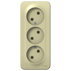 Розетка 3-м ОП Blanca 16А IP20 250В без заземл. без защ. шторок с изолир. пластиной беж. SE BLNRA000317