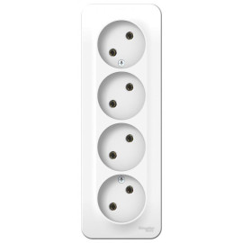 Розетка 4-м ОП Blanca 16А IP20 250В без заземл. без защ. шторок с изолир. пластиной бел. SE BLNRA000411