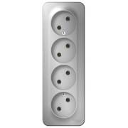 Розетка 4-м ОП Blanca 16А IP20 250В без заземл. без защ. шторок с изолир. пластиной алюм. SE BLNRA000413