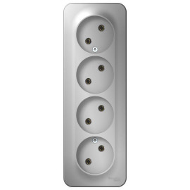 Розетка 4-м ОП Blanca 16А IP20 250В без заземл. без защ. шторок с изолир. пластиной алюм. SE BLNRA000413