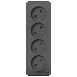 Розетка 4-м ОП Blanca 16А IP20 250В без заземл. без защ. шторок с изолир. пластиной антрацит SE BLNRA000416