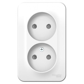 Розетка 2-м ОП Blanca 16А IP20 250В без заземл. защ. шторки с изолир. пластиной бел. SE BLNRA001211