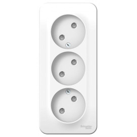 Розетка 3-м ОП Blanca 16А IP20 250В без заземл. защ. шторки с изолир. пластиной бел. SE BLNRA001311