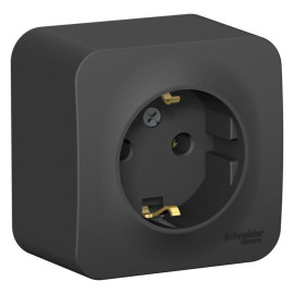Розетка 1-м ОП Blanca 16А IP20 250В с заземл. без защ. шторок с изолир. пластиной антрацит SE BLNRA010116