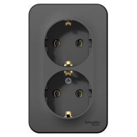 Розетка 2-м ОП Blanca 16А IP20 250В с заземл. без защ. шторок антрацит SE BLNRA010206