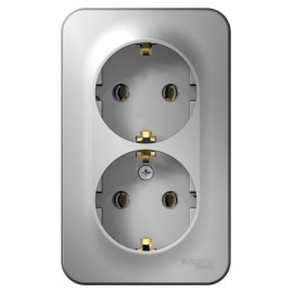 Розетка 2-м ОП Blanca 16А IP20 250В с заземл. без защ. шторок с изолир. пластиной алюм. SE BLNRA010213