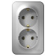 Розетка 2-м ОП Blanca 16А IP20 250В с заземл. без защ. шторок с изолир. пластиной алюм. SE BLNRA010213