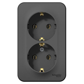 Розетка 2-м ОП Blanca 16А IP20 250В с заземл. без защ. шторок с изолир. пластиной антрацит SE BLNRA010216