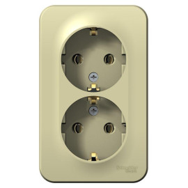 Розетка 2-м ОП Blanca 16А IP20 250В с заземл. без защ. шторок с изолир. пластиной беж. SE BLNRA010217