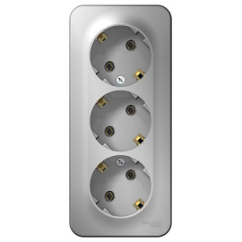 Розетка 3-м ОП Blanca 16А IP20 250В с заземл. без защ. шторок с изолир. пластиной алюм. SE BLNRA010313