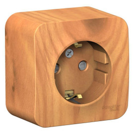 Розетка 1-м ОП Blanca 16А IP20 250В с заземл. защ. шторки с изолир. пластиной ясень SE BLNRA011115