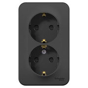 Розетка 2-м ОП Blanca 16А IP20 250В с заземл. защ. шторки антрацит SE BLNRA011206