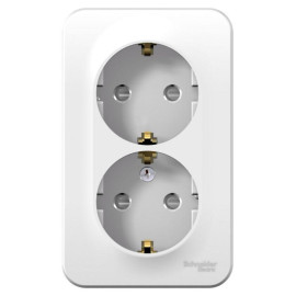 Розетка 2-м ОП Blanca 16А IP20 250В с заземл. защ. шторки с изолир. пластиной бел. SE BLNRA011211