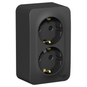 Розетка 2-м ОП Blanca 16А IP20 250В с заземл. защ. шторки с изолир. пластиной антрацит SE BLNRA011216