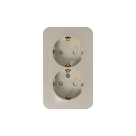 Розетка 2-м ОП Blanca 16А IP20 250В с заземл. защ. шторки с изолир. пластиной беж. SE BLNRA011217