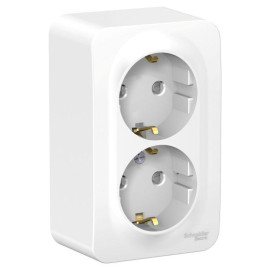 Розетка 2-м ОП Blanca 16А IP20 250В с заземл. защ. шторки с металлич. пластиной бел. SE BLNRA011221