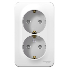 Розетка 2-м ОП Blanca 16А IP20 250В с заземл. защ. шторки с металлич. пластиной бел. SE BLNRA011221