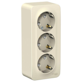 Розетка 3-м ОП Blanca 16А IP20 250В с заземл. защ. шторки с изолир. пластиной молоч. SE BLNRA011312