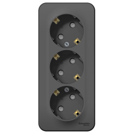 Розетка 3-м ОП Blanca 16А IP20 250В с заземл. защ. шторки с изолир. пластиной антрацит SE BLNRA011316