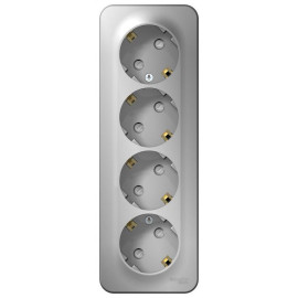 Розетка 4-м ОП Blanca 16А IP20 250В с заземл. защ. шторки с изолир. пластиной алюм. SE BLNRA011413